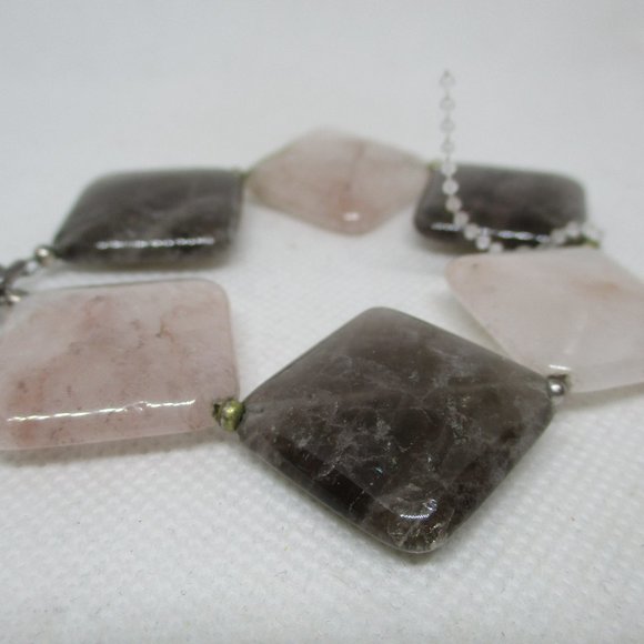 ROSE QUARTZ Moss Quartz .925 STERLING Silver Beads .925 Sterling Toggle Clasp - Picture 3 of 8